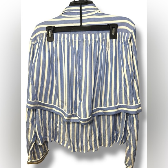 NWOT Rochelle Behrens The Shirt Top Sz XL Blue White Striped Button Pajama Set - Picture 4 of 14
